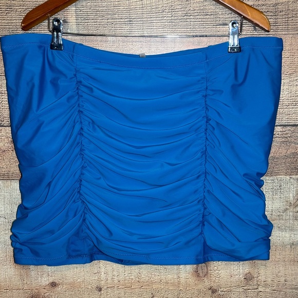 Raisins Curve Plus Costa Ruched High Waist Swim Skirt Blue size 24W - Picture 2 of 10